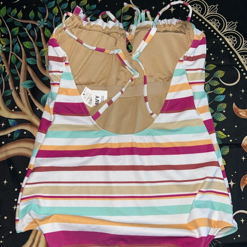 WOMENS OLD NAVY STRIPED ONE PIECE SWIMSUIT